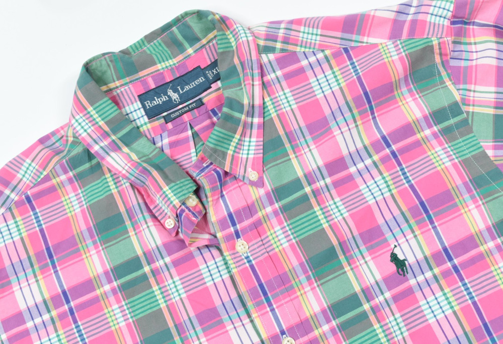 Ralph Lauren Shirt Mens XL Pink Plaid Long Sleeve Button-Down Cotton Classic